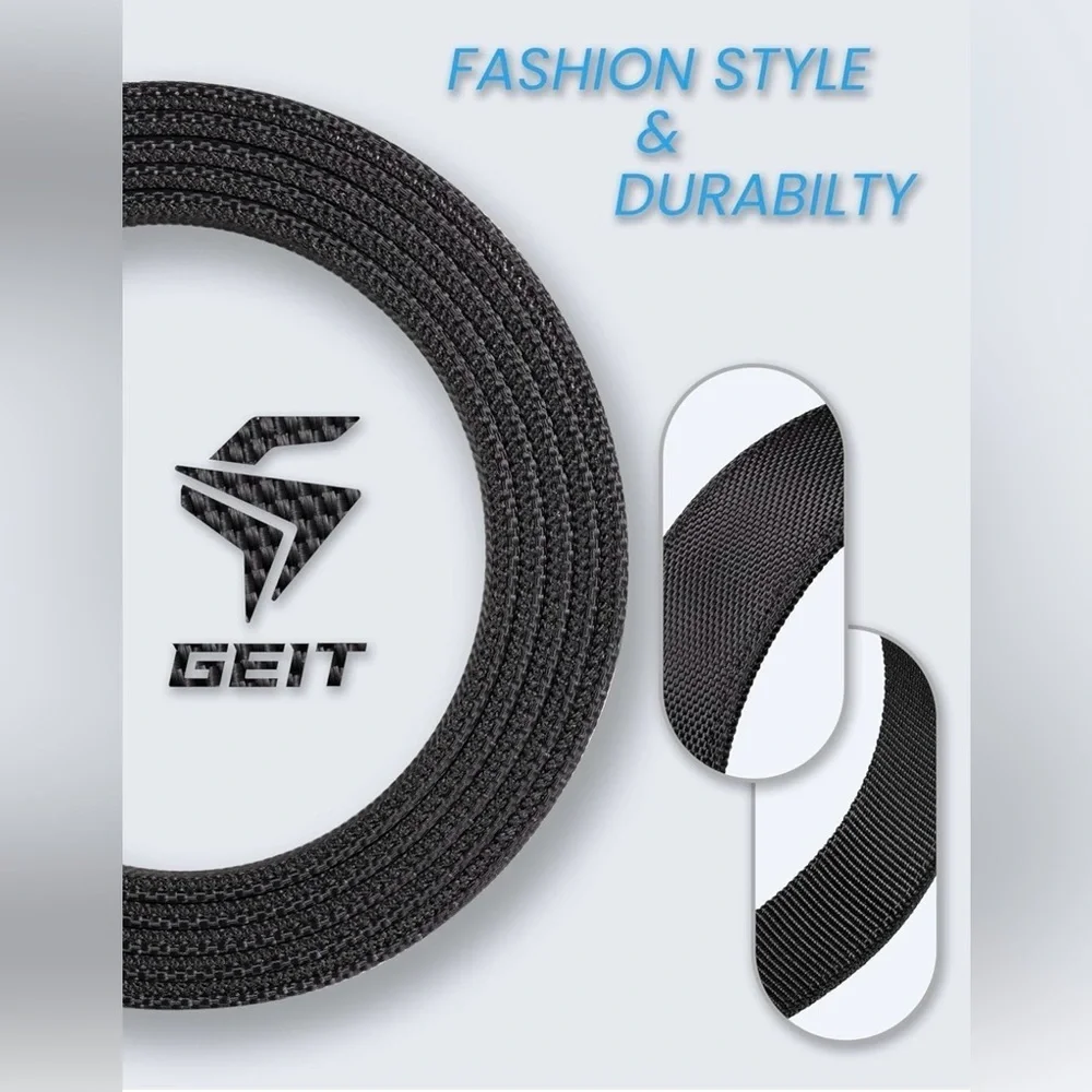 NIB!GEIT Black Belt with Rectangular Buckle   Waist 30